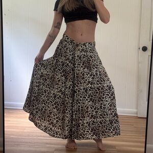 Vintage Animal Leopard Print Maxi/Midi Skirt